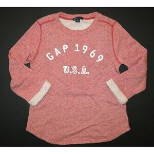 Gap kids girl XL 12 red white Logo long sleeve French terry sweatshirt top shirt